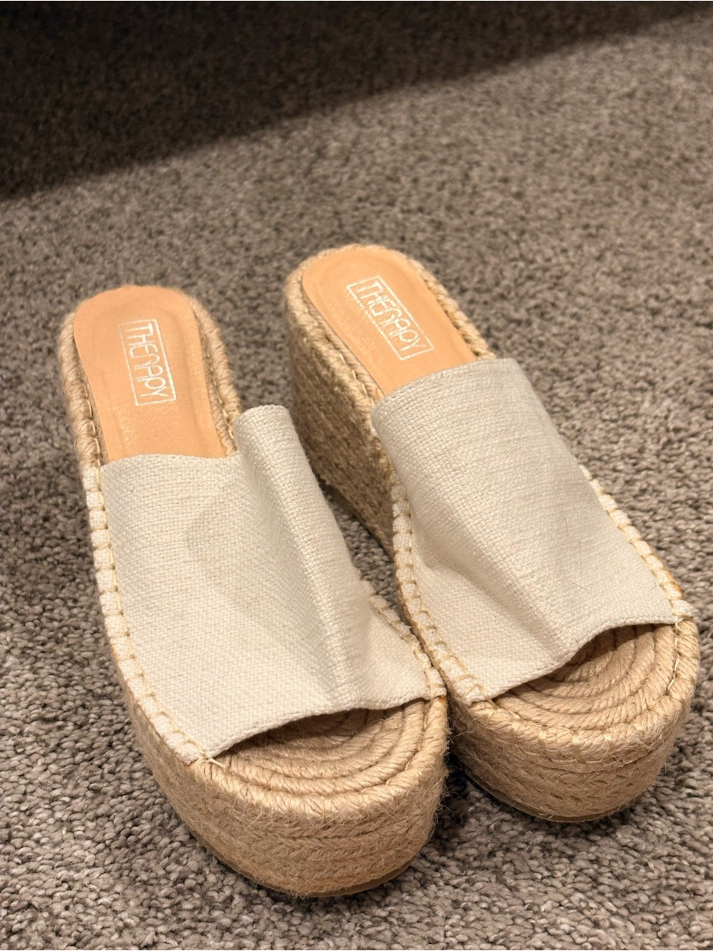 Cream Espadrille Platform Slide - Women's